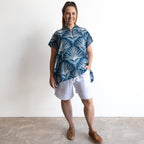 Loose Fit Cotton Tunic Top by KOBOMO - Indigo Echo