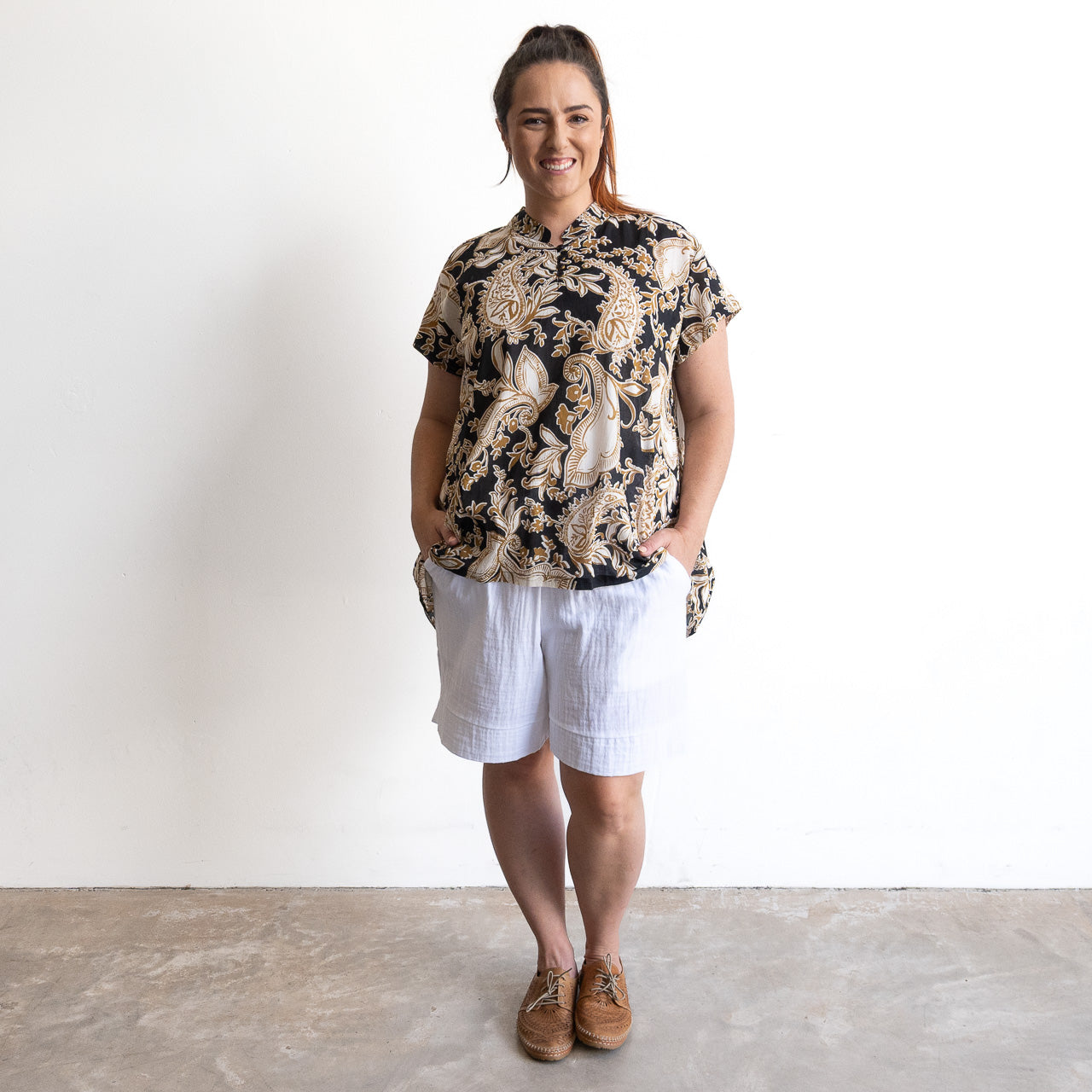 Loose Fit Cotton Tunic Top by KOBOMO - Paisley Nouveau