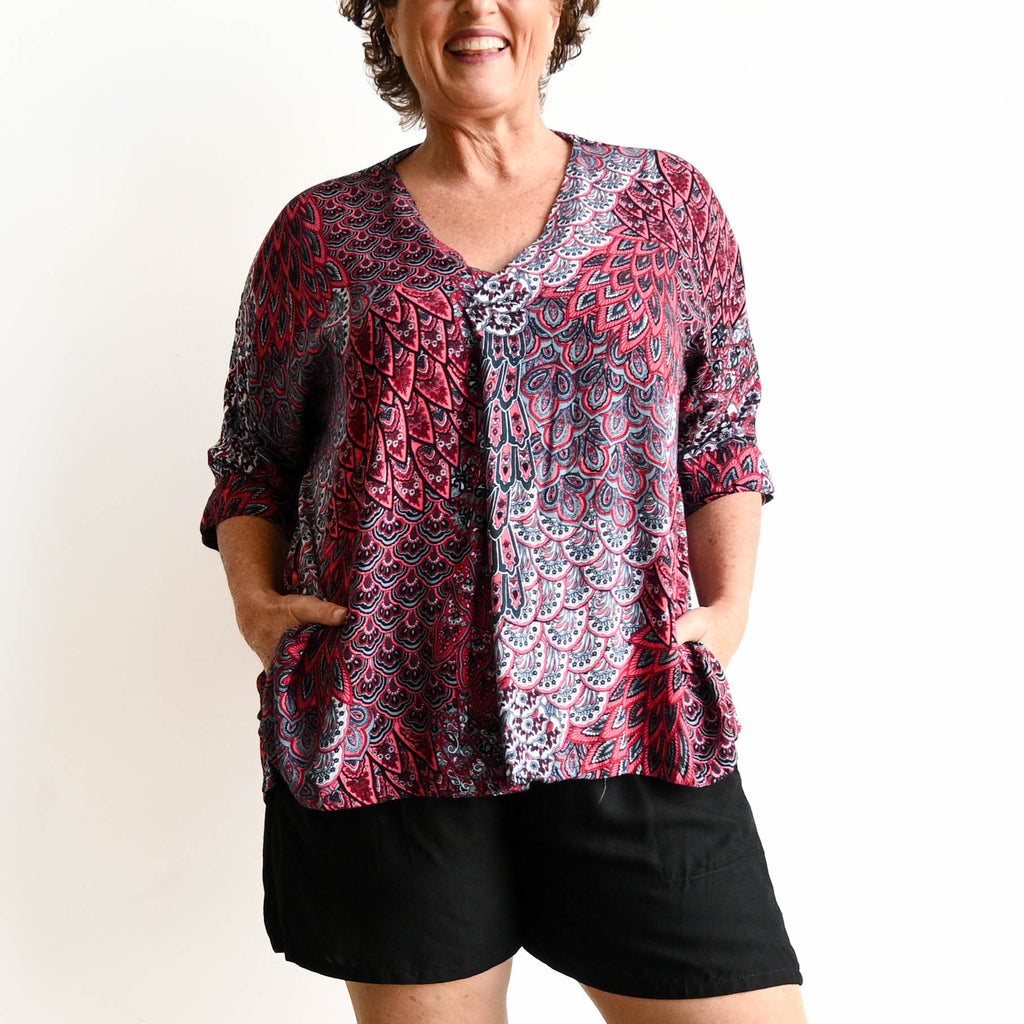 Zen Kaftan Blouse - Paisley Peacock