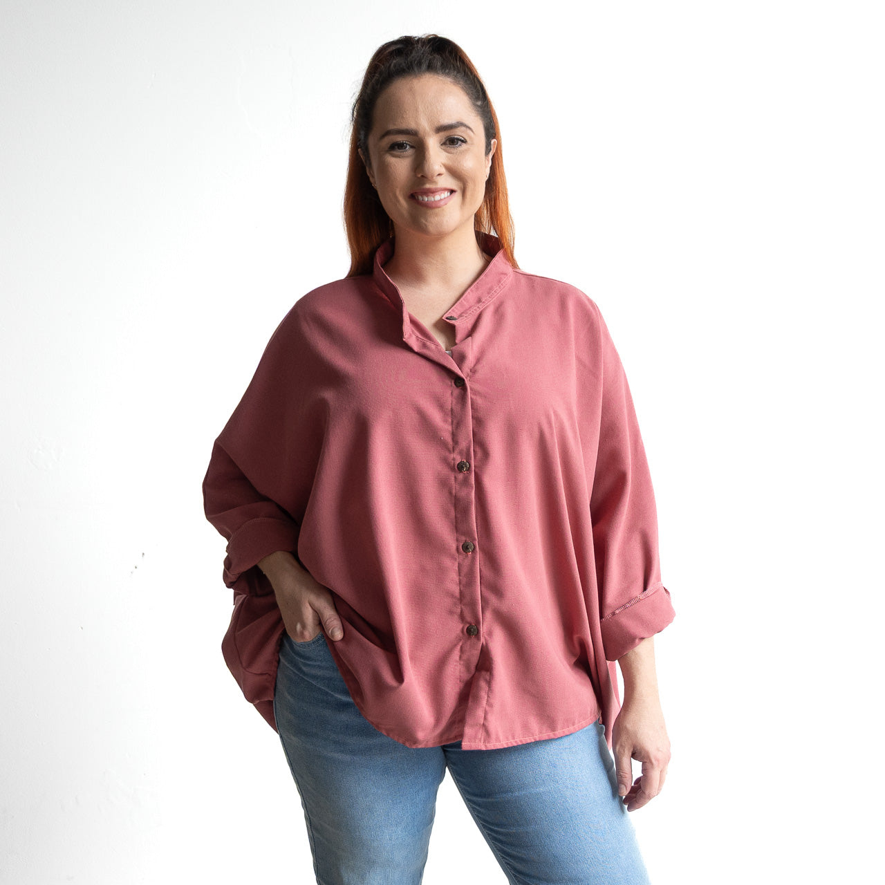 Mandarin Cape Blouse by KOBOMO Cotton Classics