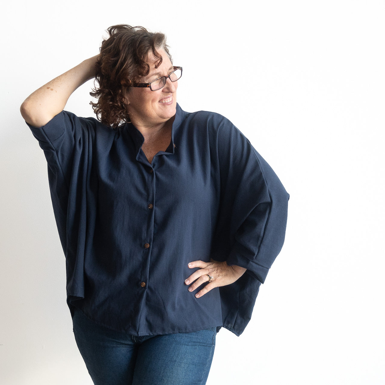 Mandarin Cape Blouse by KOBOMO Cotton Classics