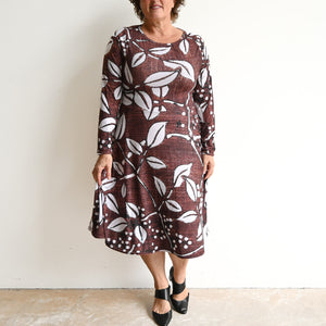 Masterpiece Midi Dress in Stretch Jersey - Island Leaves