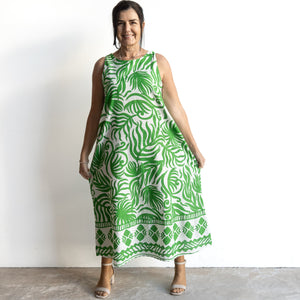 Midi Shift Dress by Orientique Australia - Suriname Green - 40171