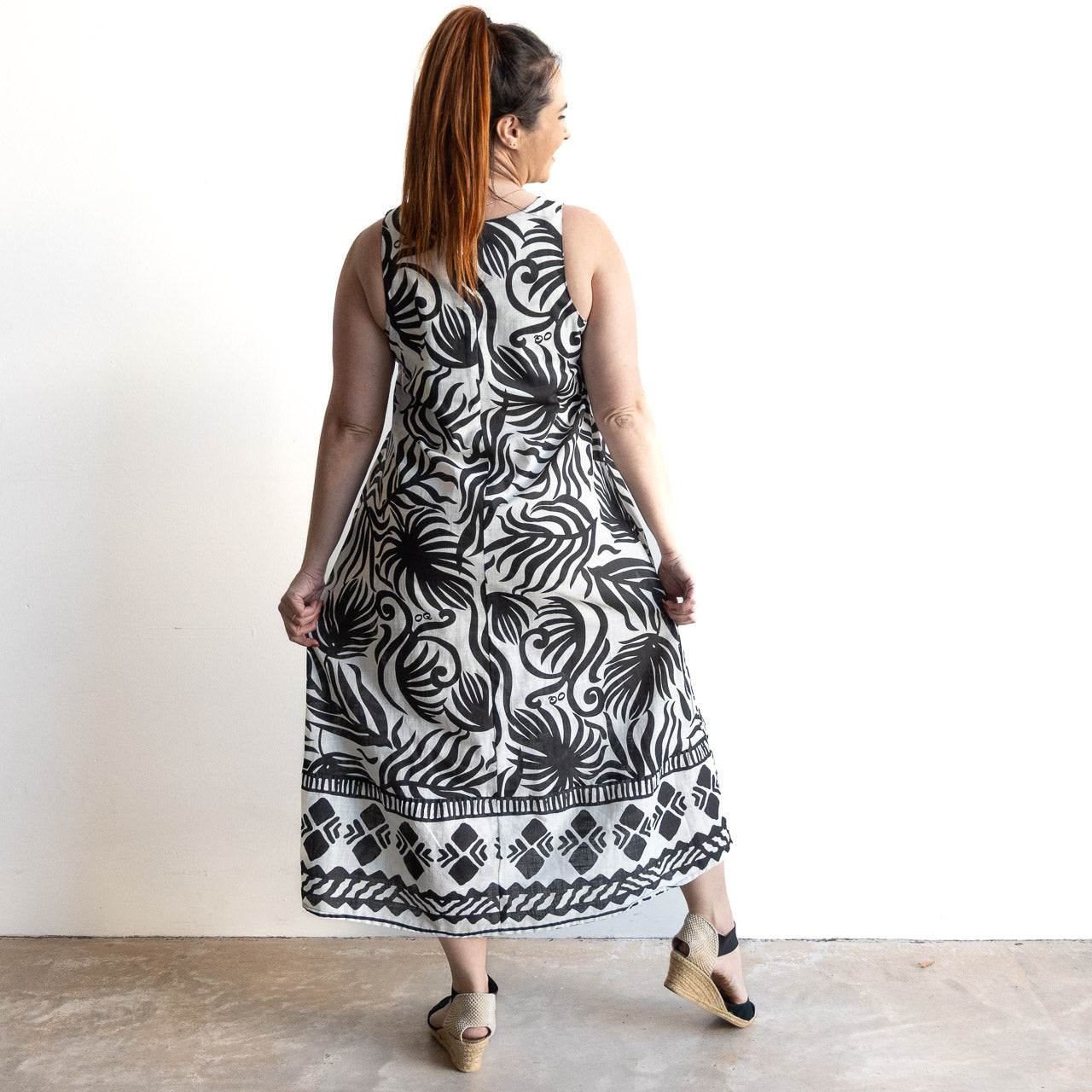 Midi Shift Dress by Orientique Australia - Suriname Black - 40175