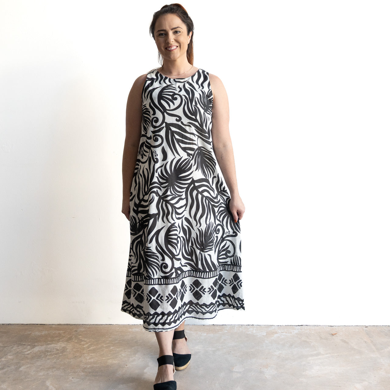 Midi Shift Dress by Orientique Australia - Suriname Black - 40175