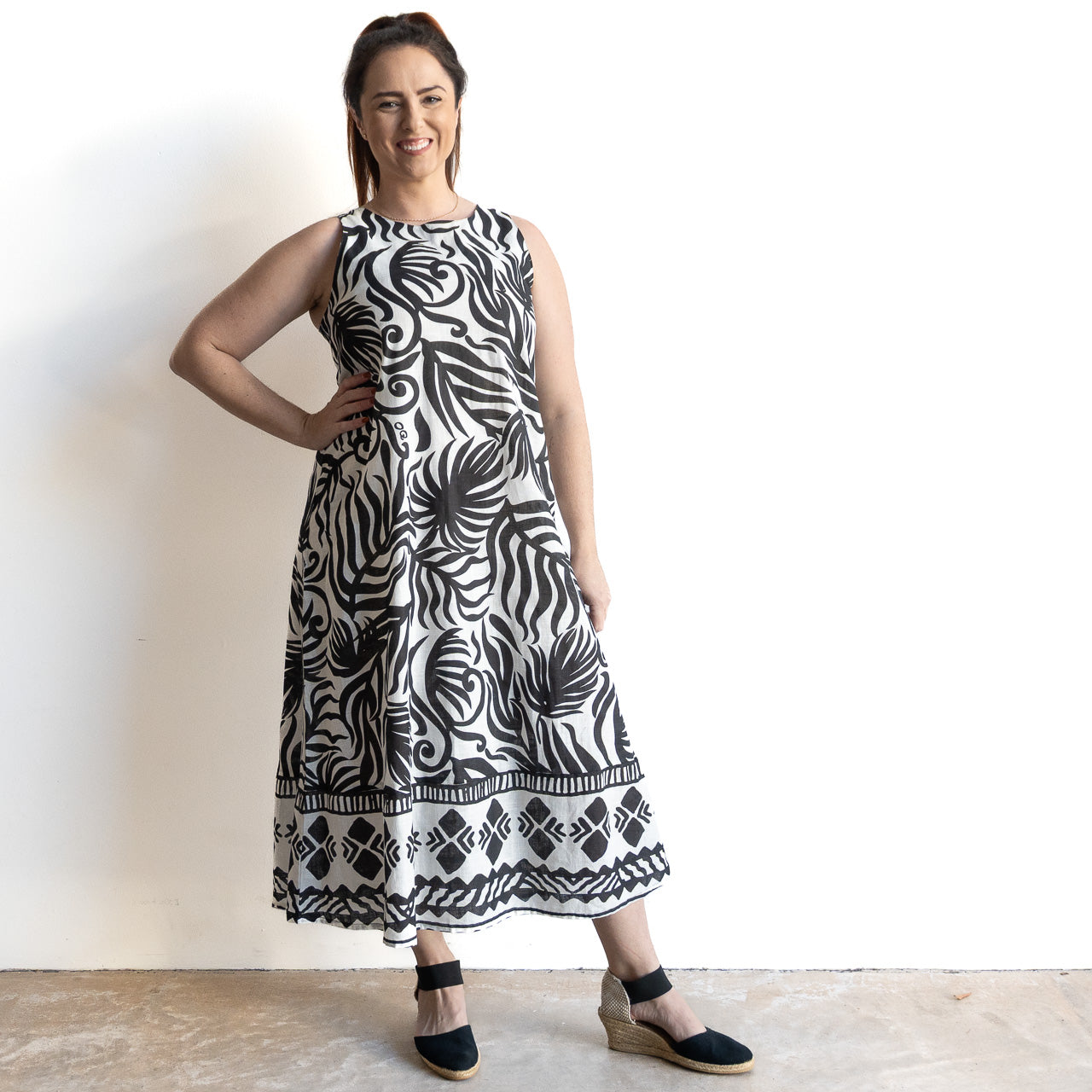 Midi Shift Dress by Orientique Australia - Suriname Black - 40175