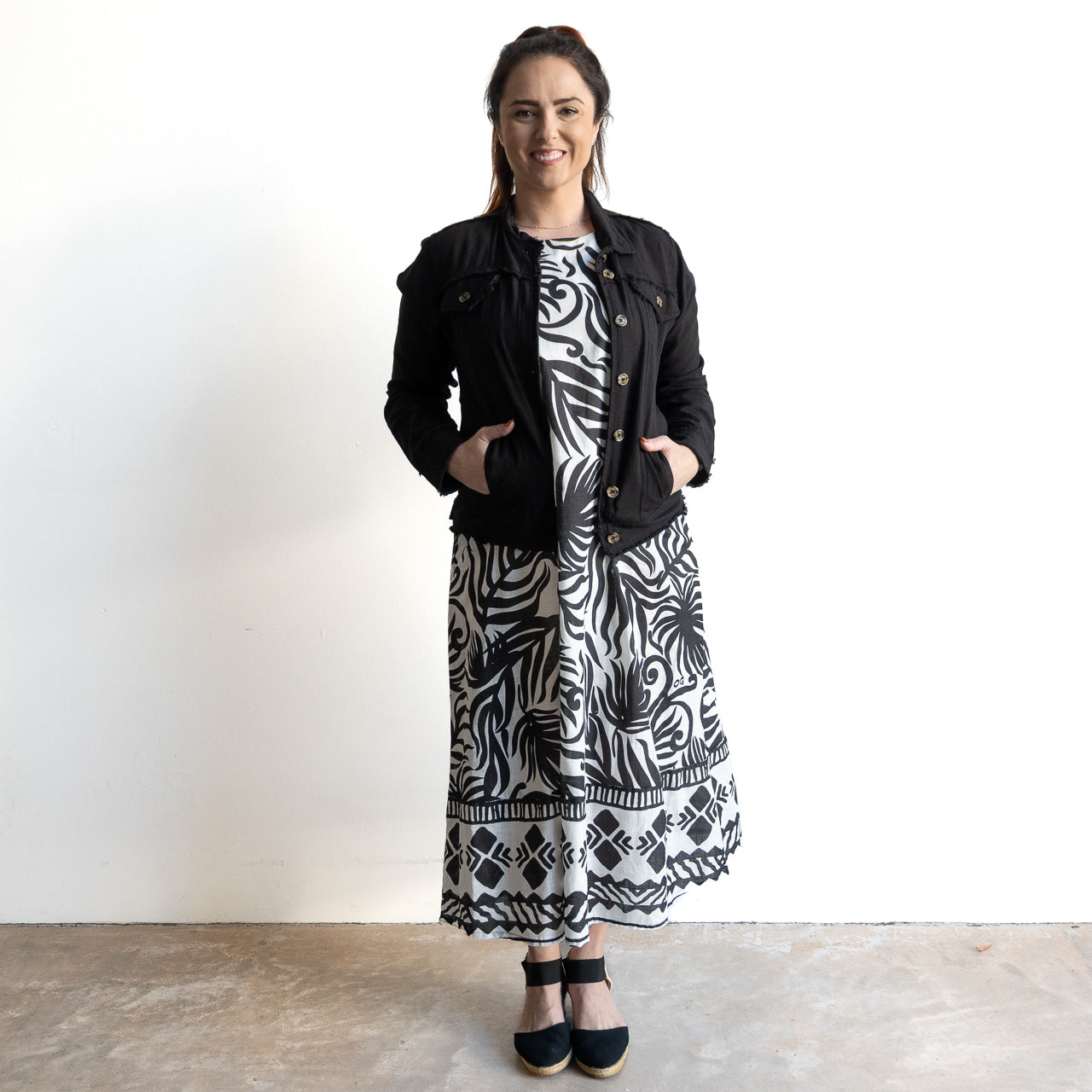 Midi Shift Dress by Orientique Australia - Suriname Black - 40175