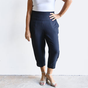 One And Done Linen Blend Pant by Orientique Australia - 6688 - Navy24 KOBOMO