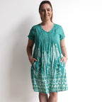 One Summer Easy Fit Cotton Dress - Azure Drift Jade