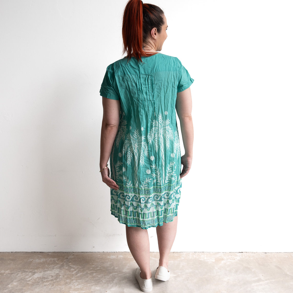 One Summer Easy Fit Cotton Dress - Azure Drift Jade