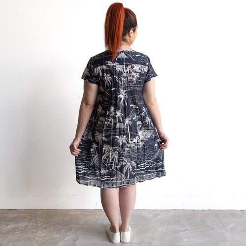 One Summer Easy Fit Cotton Dress - Beach Navy