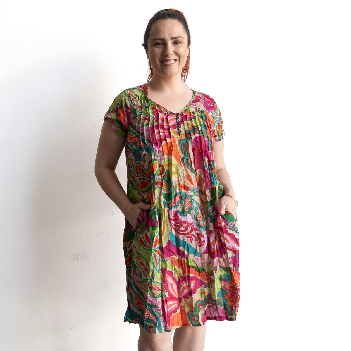 One Summer Easy Fit Cotton Dress - Boho Retro
