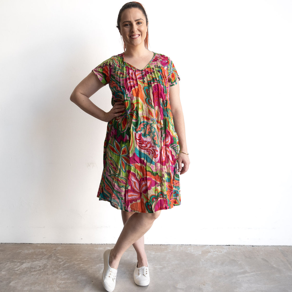 One Summer Easy Fit Cotton Dress - Boho Retro