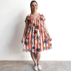 One Summer Easy Fit Cotton Dress - Palm Stripe Coral