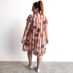 One Summer Easy Fit Cotton Dress - Palm Stripe Coral