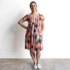 One Summer Easy Fit Cotton Dress - Palm Stripe Coral