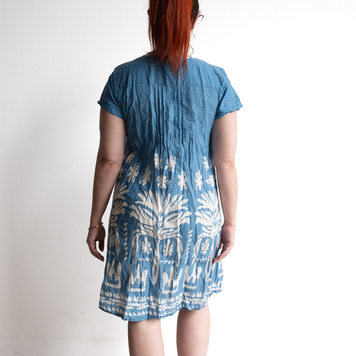 One Summer Easy Fit Cotton Dress - Tribal Border Denim