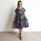 One Summer Tiered Smock Dress - Mono Jungle Navy