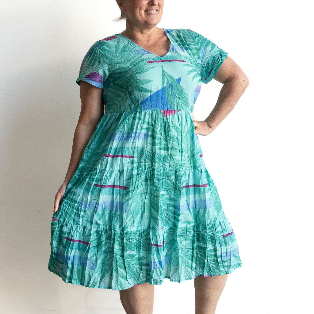 One Summer Tiered Smock Dress - Rainbow Beach Aqua