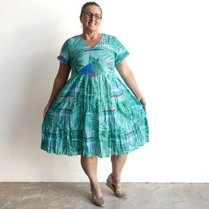One Summer Tiered Smock Dress - Rainbow Beach Aqua