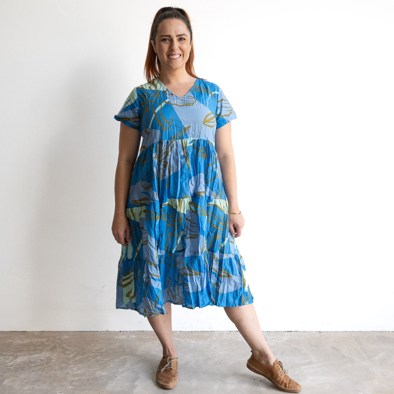 One Summer Tiered Smock Dress - Tigerlily Blue