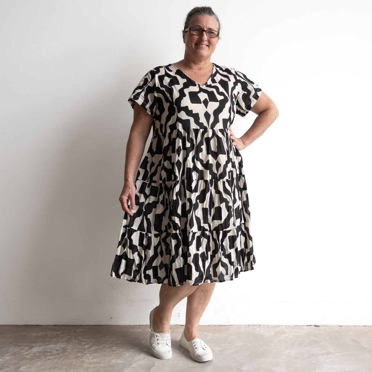 One Summer Tiered Smock Dress - Bold Art Black