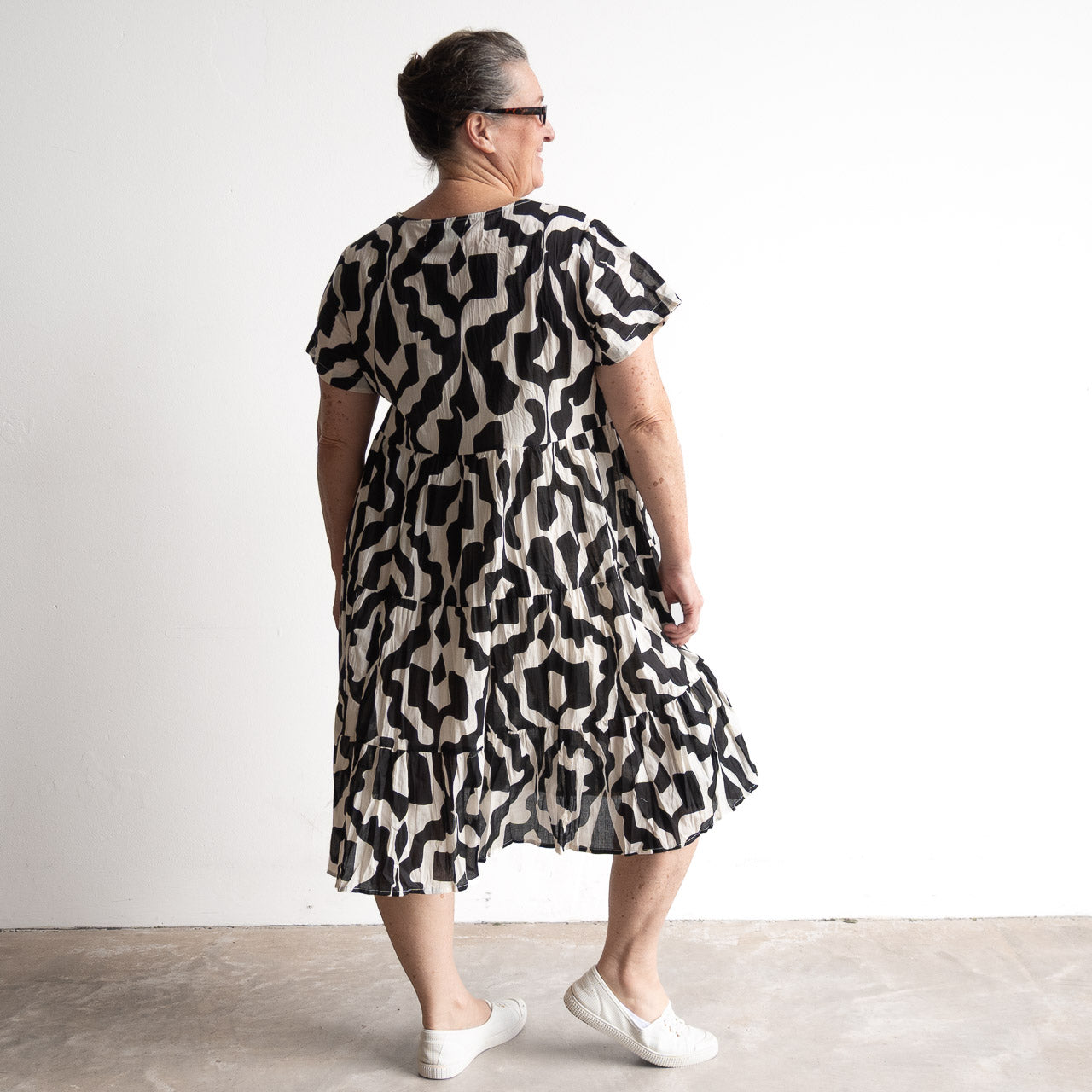 One Summer Tiered Smock Dress - Bold Art Black