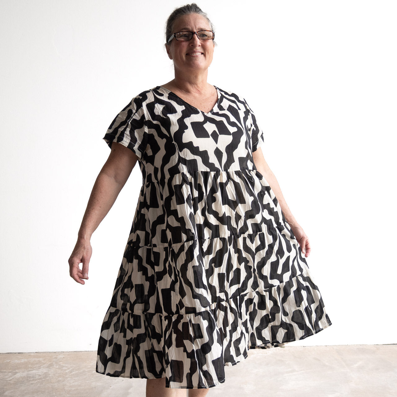 One Summer Tiered Smock Dress - Bold Art Black