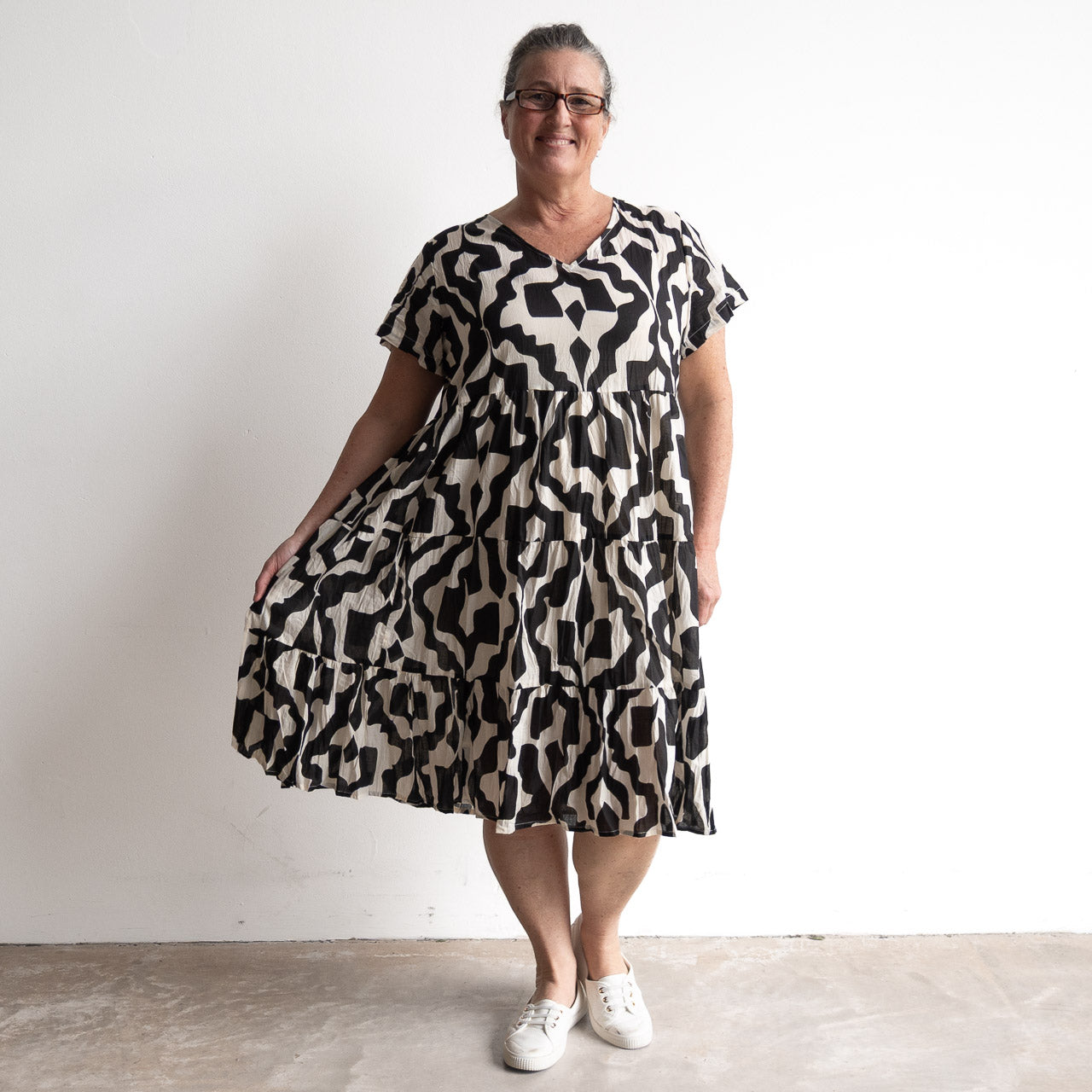 One Summer Tiered Smock Dress - Bold Art Black