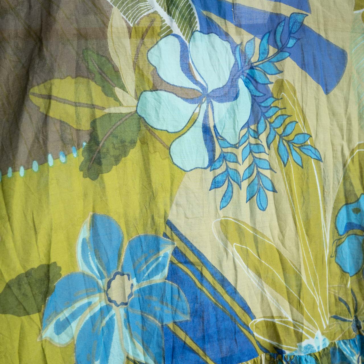 One Summer Tiered Smock Dress - Tropical Flowers Olive