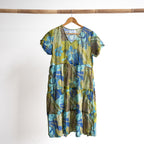 One Summer Tiered Smock Dress - Tropical Flowers Olive