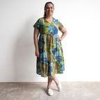One Summer Tiered Smock Dress - Tropical Flowers Olive