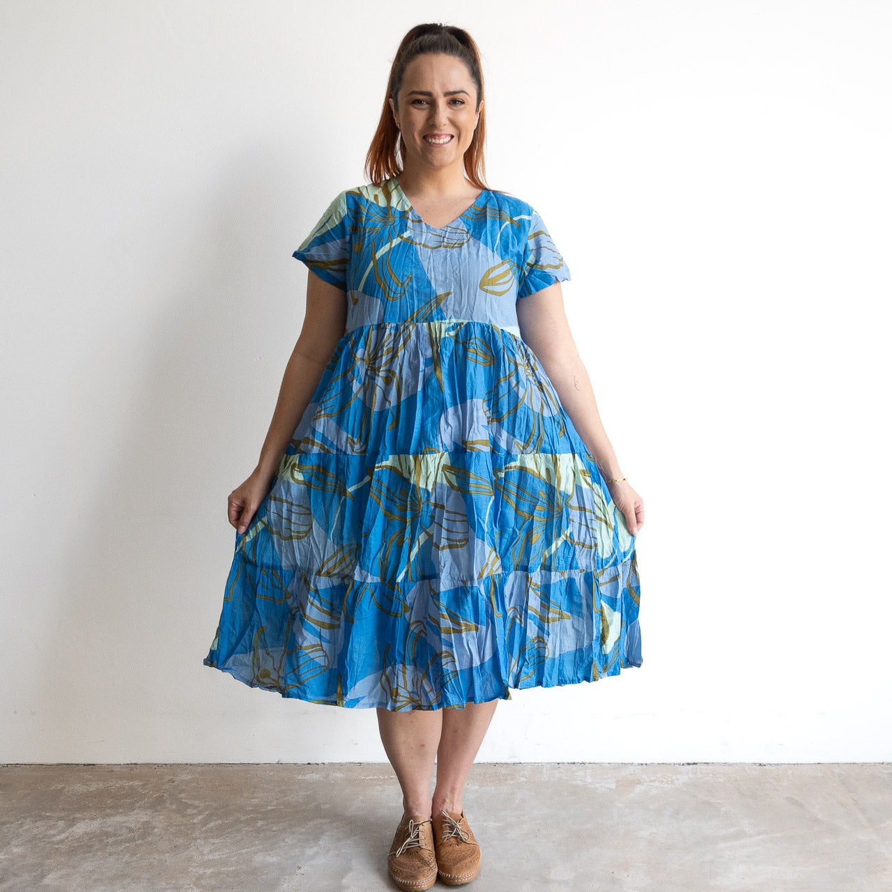 One Summer Tiered Smock Dress - Tigerlily Blue