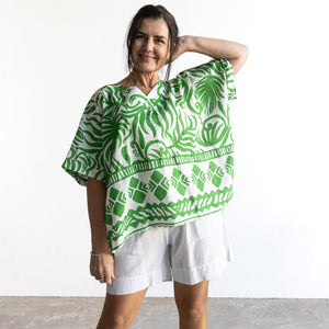 Organic Cotton Boxy Top by Orientique Australia - Suriname Green - 42180