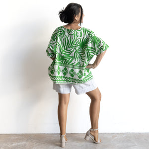 Organic Cotton Boxy Top by Orientique Australia - Suriname Green - 42180