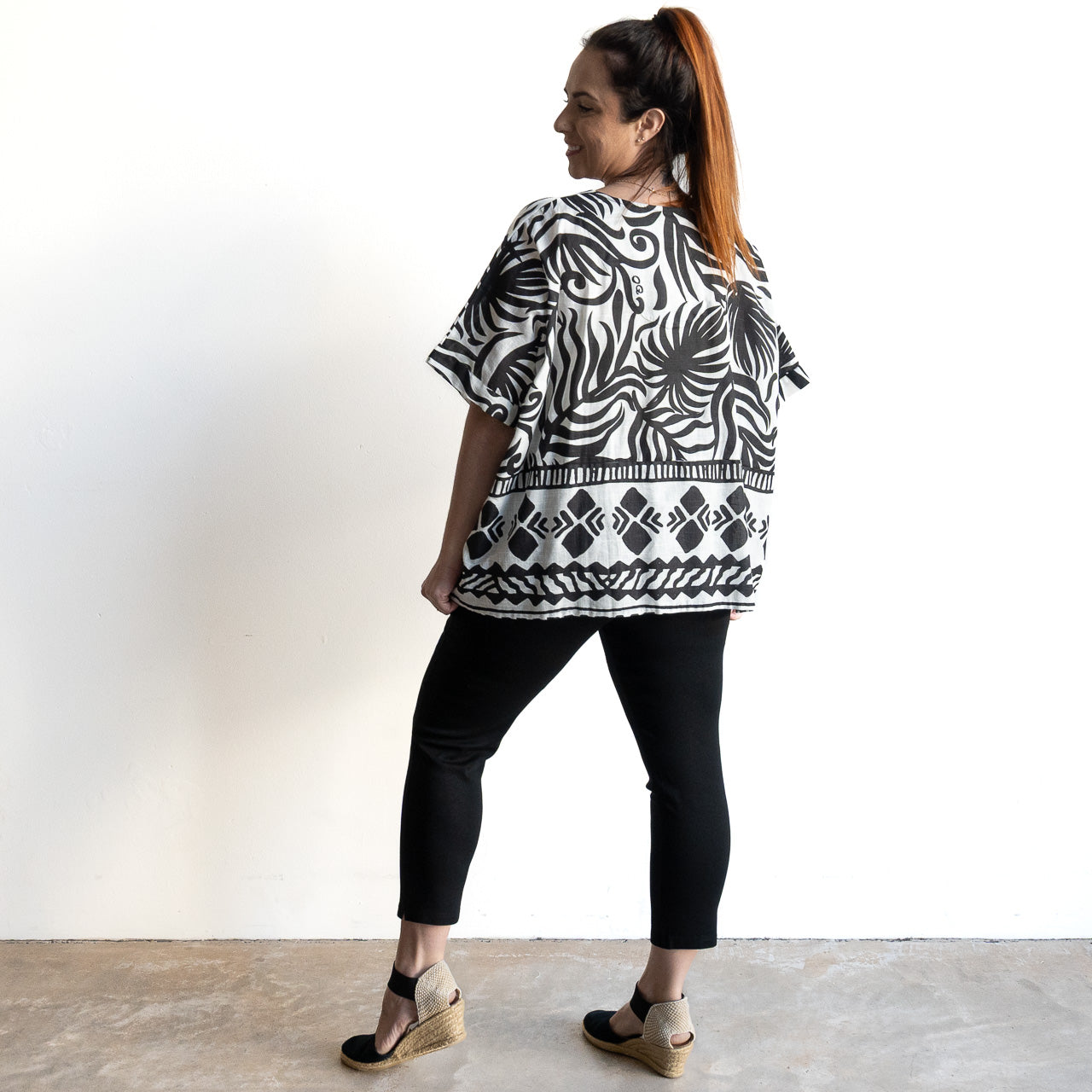 Organic Cotton Boxy Top by Orientique Australia - Suriname Black - 42182