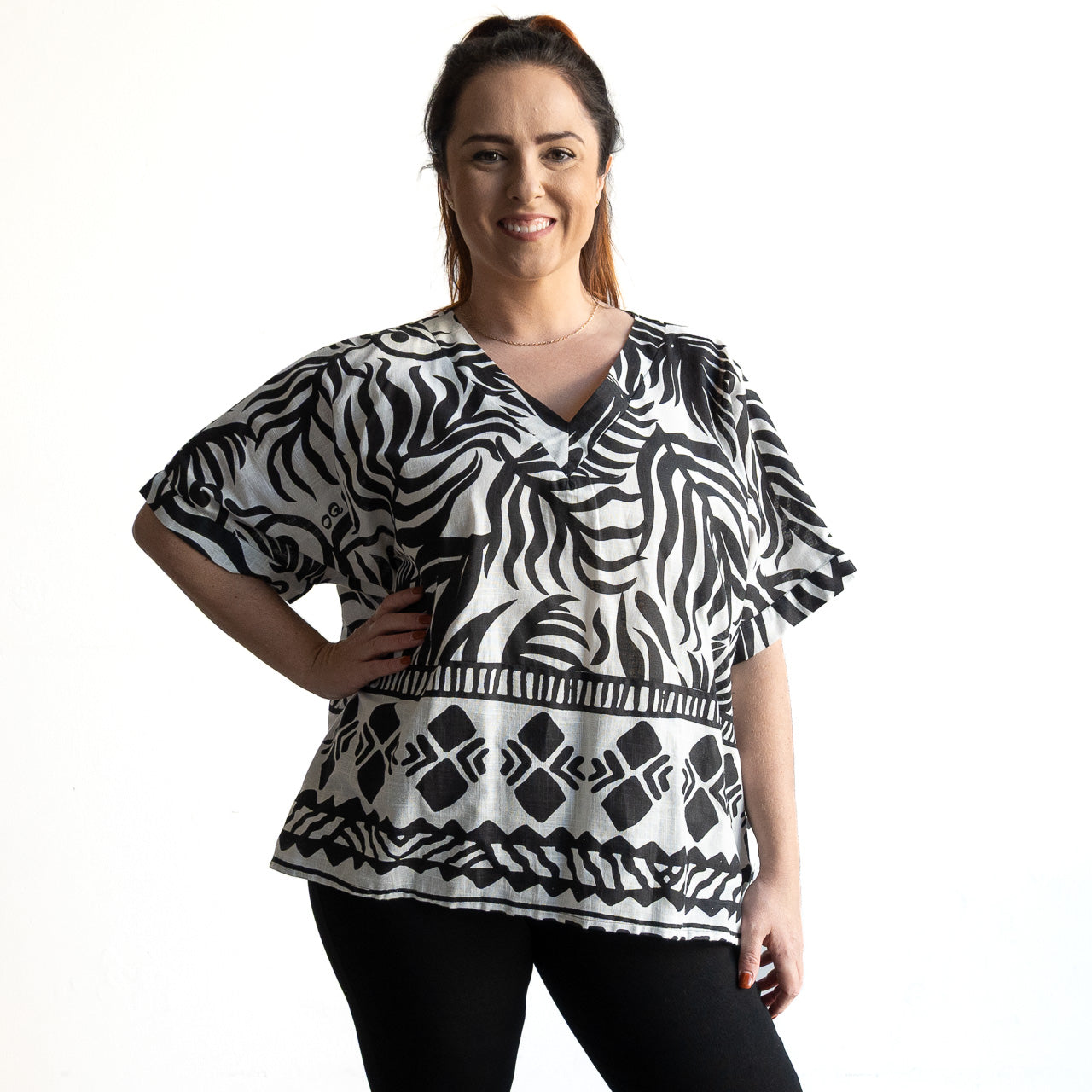 Organic Cotton Boxy Top by Orientique Australia - Suriname Black - 42182