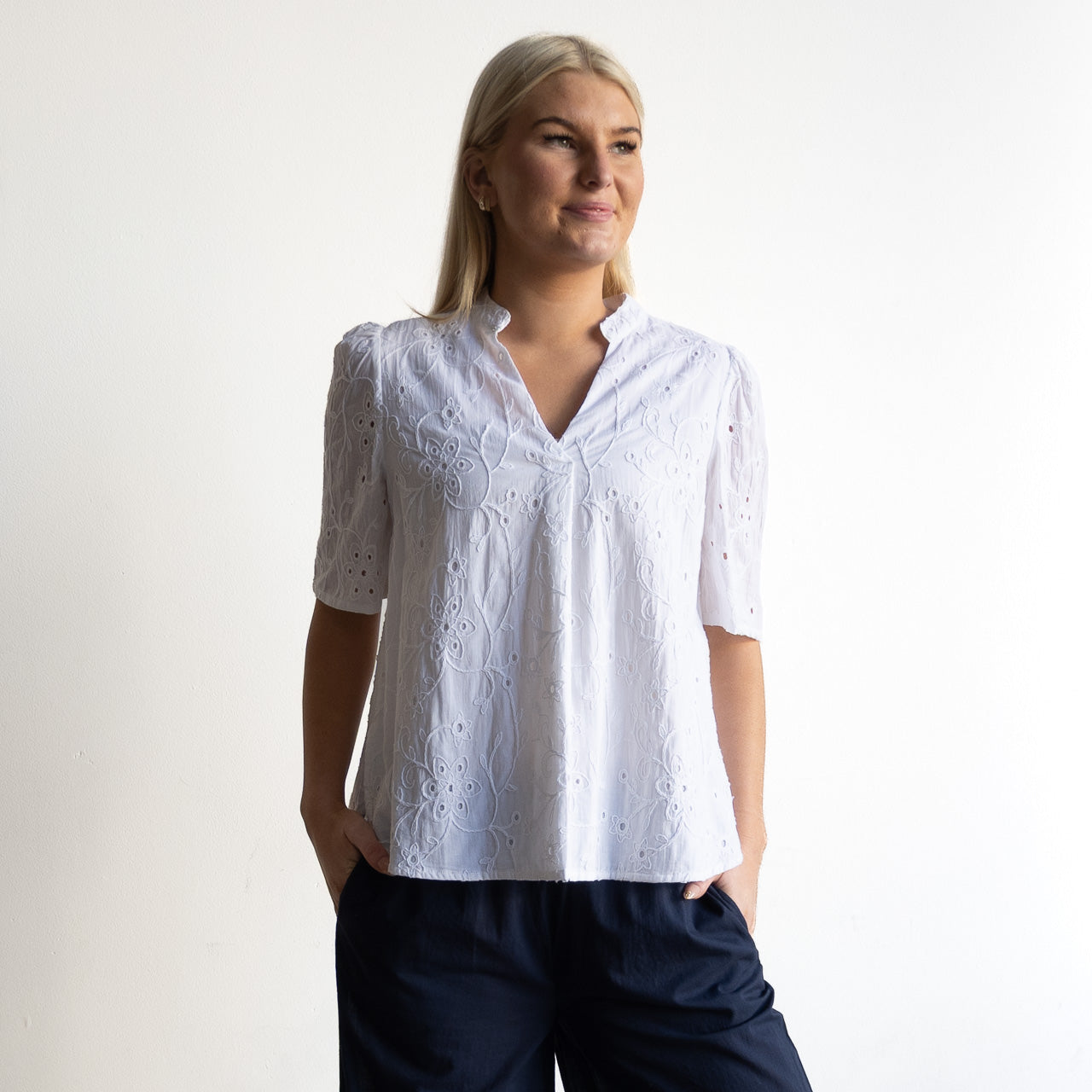 Broderie Pleat Blouse - 1362