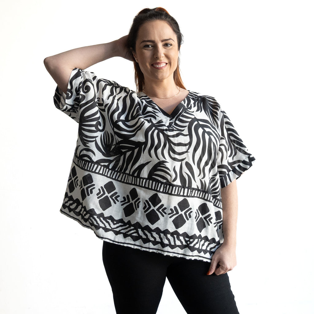 Organic Cotton Boxy Top by Orientique Australia - Suriname Black - 42182