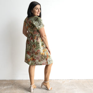 Orientique Shift Dress - Lima Olive - 20106