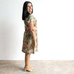 Orientique Shift Dress - Lima Olive - 20106