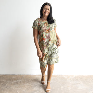 Orientique Shift Dress - Lima Olive - 20106