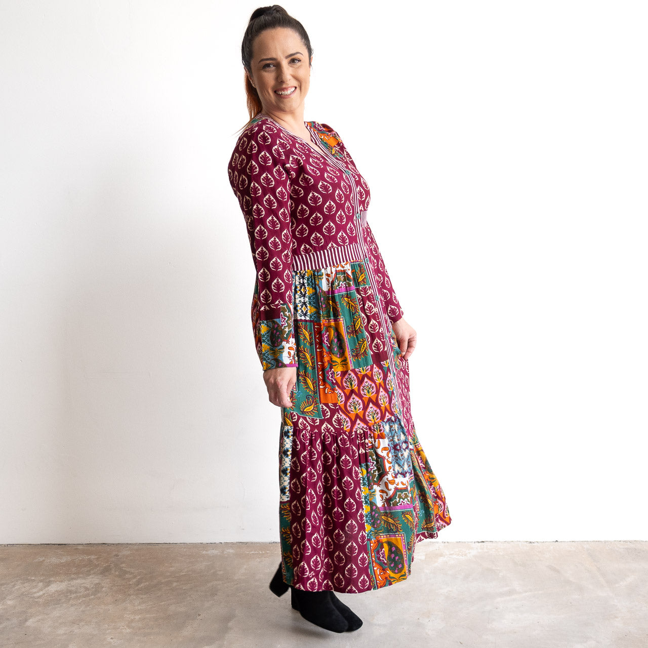Patchwork Midi Shirt Dress by Orientique - Prato - 61770