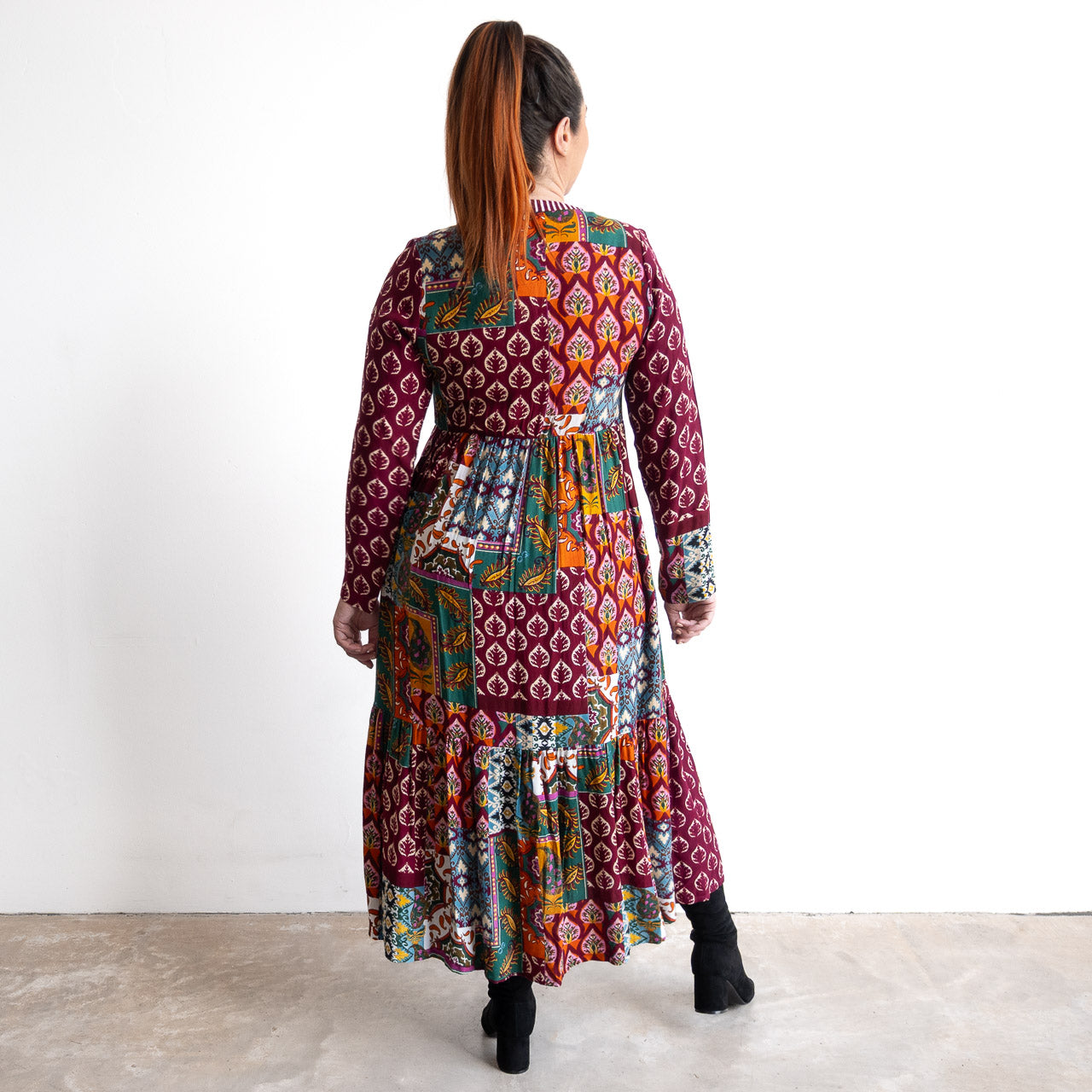 Patchwork Midi Shirt Dress by Orientique - Prato - 61770