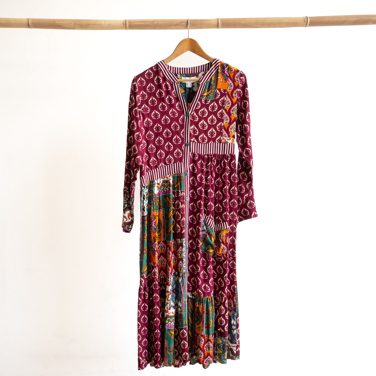 Patchwork Midi Shirt Dress by Orientique - Prato - 61770