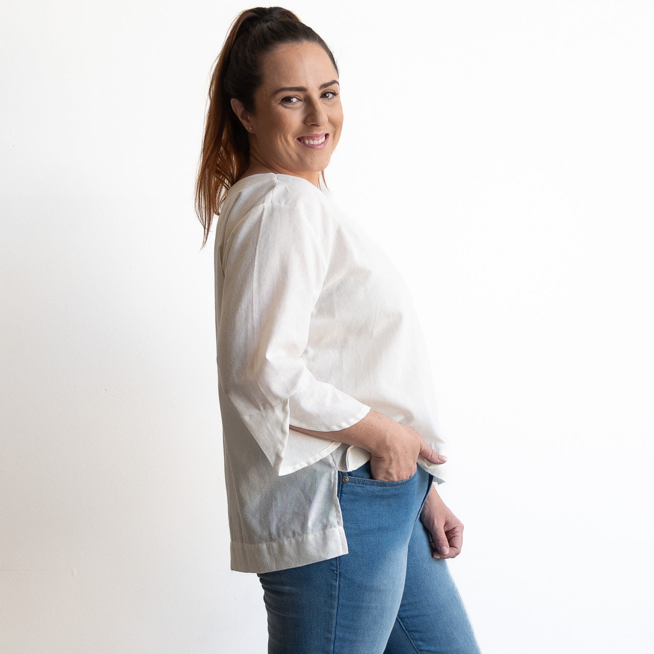 Petal Sleeve Blouse by KOBOMO Cotton Classics