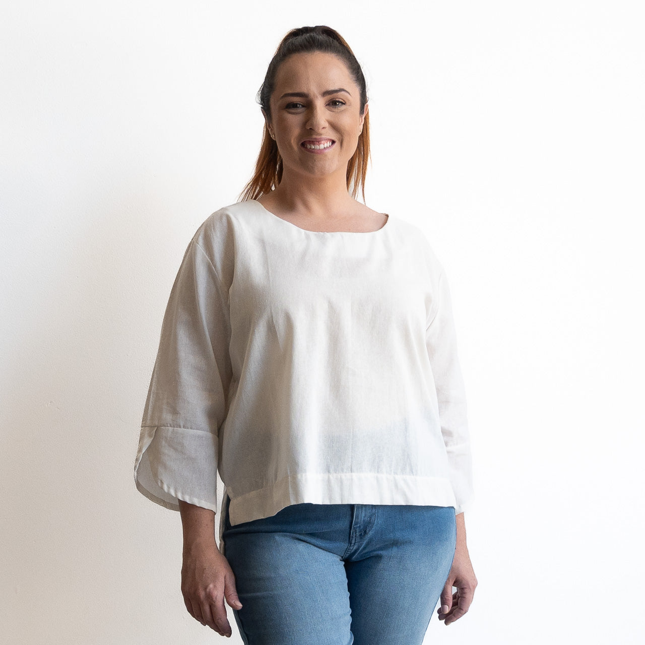Petal Sleeve Blouse by KOBOMO Cotton Classics