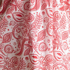 Red and white botanical illustration print cotton