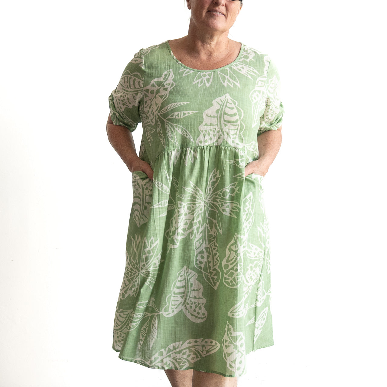 Picnic Perfect Smock Dress - Tropical Tribal Sage