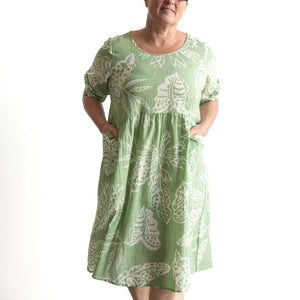 Picnic Perfect Smock Dress - Tropical Tribal Sage